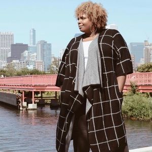 Duster jacket with faux leather belt